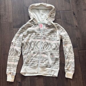 Ardene Neutral Patterned Zip-Up Hoodie, medium (grey, white, blue)